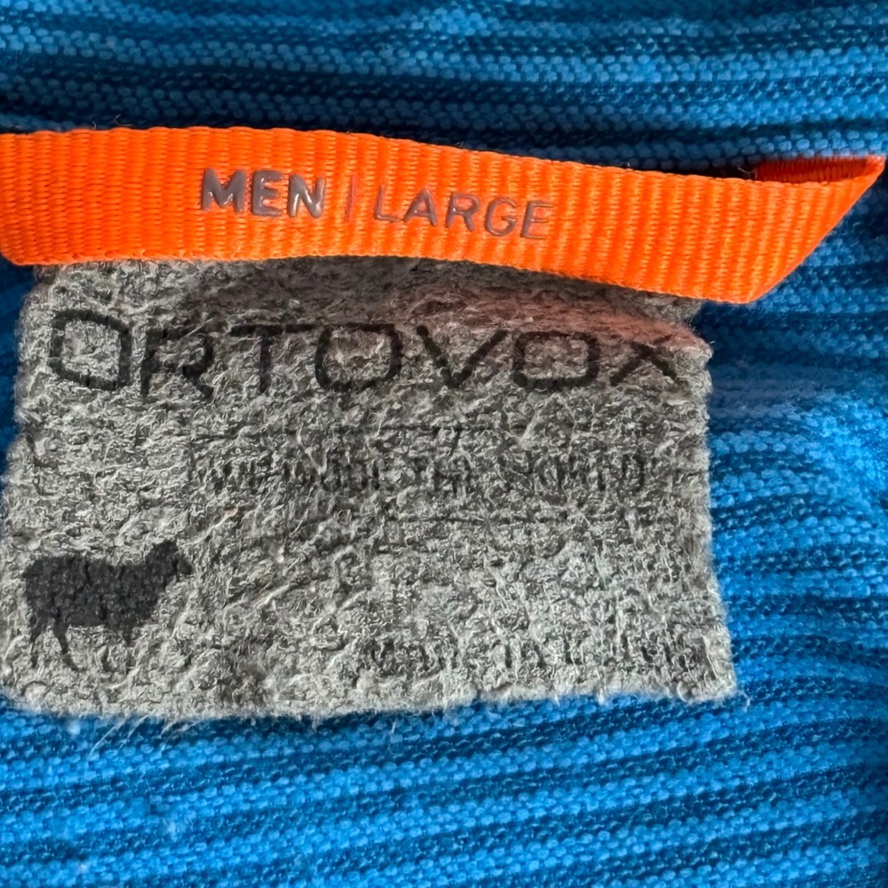 Ortovox Merino Inside Men Large Blue Hybrid Technical Full Zip Jacket Hoodless - Picture 2 of 8